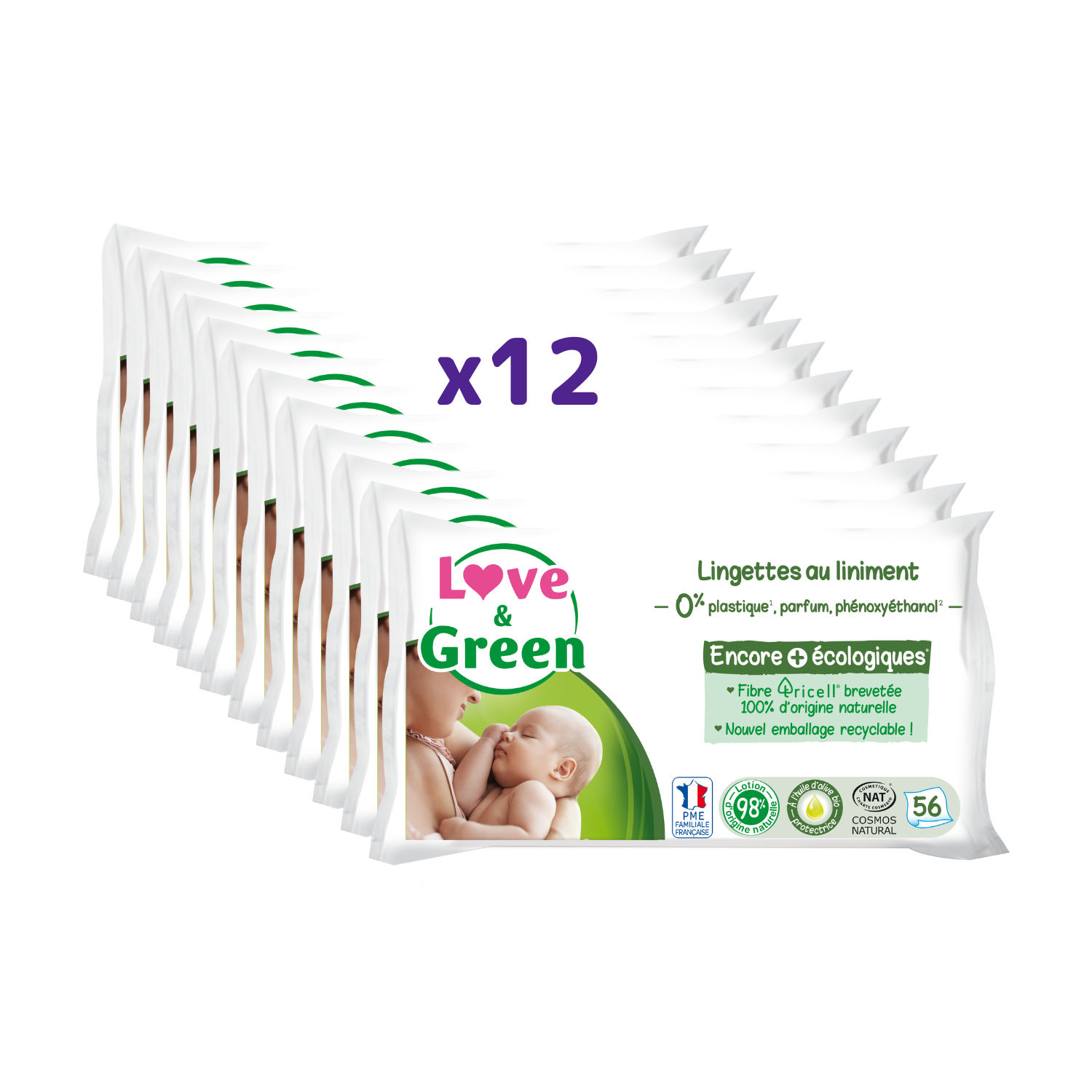 Lingettes Love&Green, lingettes bébés